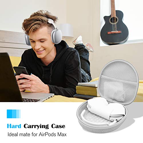 ProCase Hard Case for New AirPods Max, Travel Carrying Headphone Case with Silicone Earpad Cover & Mesh Pocket, AirPods Max Protective Portable Storage Bag -Grey