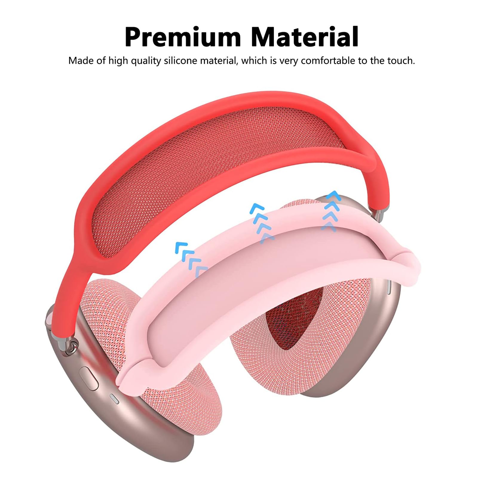 3 in 1 Silicone Case Cover Compatible with Apple Airpods Max Headphones, Anti-Scratch Ear Pad Case Cover Ear Cups Cover and Headband Cover Compatible with Apple Airpod Max, Accessory Skin case (Pink)