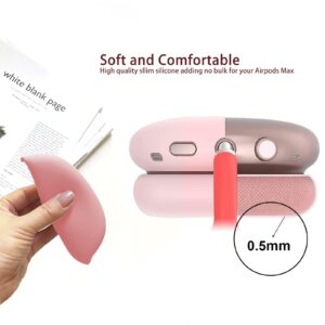 3 in 1 Silicone Case Cover Compatible with Apple Airpods Max Headphones, Anti-Scratch Ear Pad Case Cover Ear Cups Cover and Headband Cover Compatible with Apple Airpod Max, Accessory Skin case (Pink)