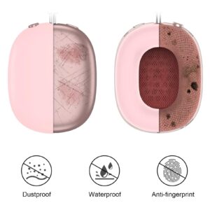 3 in 1 Silicone Case Cover Compatible with Apple Airpods Max Headphones, Anti-Scratch Ear Pad Case Cover Ear Cups Cover and Headband Cover Compatible with Apple Airpod Max, Accessory Skin case (Pink)