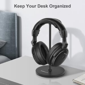 SIMOLIO Headphone Stand, Solid Anti-Slip Headset Holder for Desk, Universal for Most Over Ear/On Ear Headphones, Airpods Max, Beats/Sony/HyperX Gaming Headphones, Sennheiser TV Headset-Black