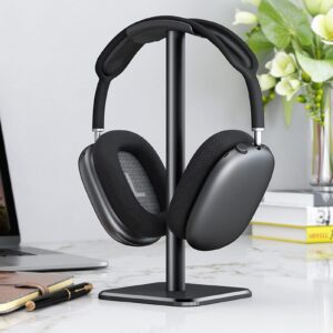 Cuifati Headphone Stand, Aluminum Desktop Headset Stand, Headset Earphone Holder with Solid Base TPU Tray, for AirPods Max for Beats for Bose for HyperX, Easy to Install (Black)