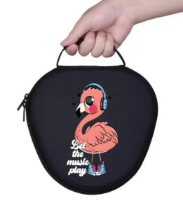 hard case for new airpods max, travel carrying headphone case with flamingo funny print music earpad cover protective portable storage bag gift apm3