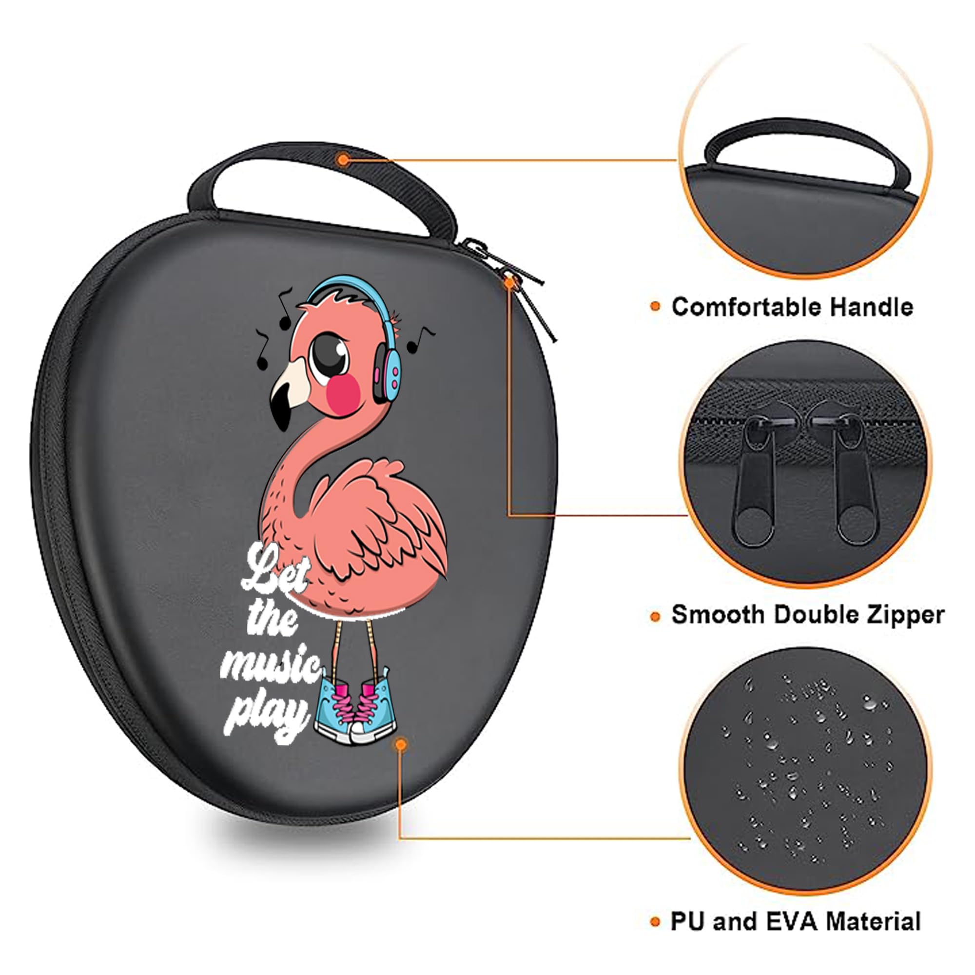 Hard Case for New AirPods Max, Travel Carrying Headphone Case with Flamingo Funny Print Music Earpad Cover Protective Portable Storage Bag Gift APM3