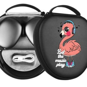 Hard Case for New AirPods Max, Travel Carrying Headphone Case with Flamingo Funny Print Music Earpad Cover Protective Portable Storage Bag Gift APM3