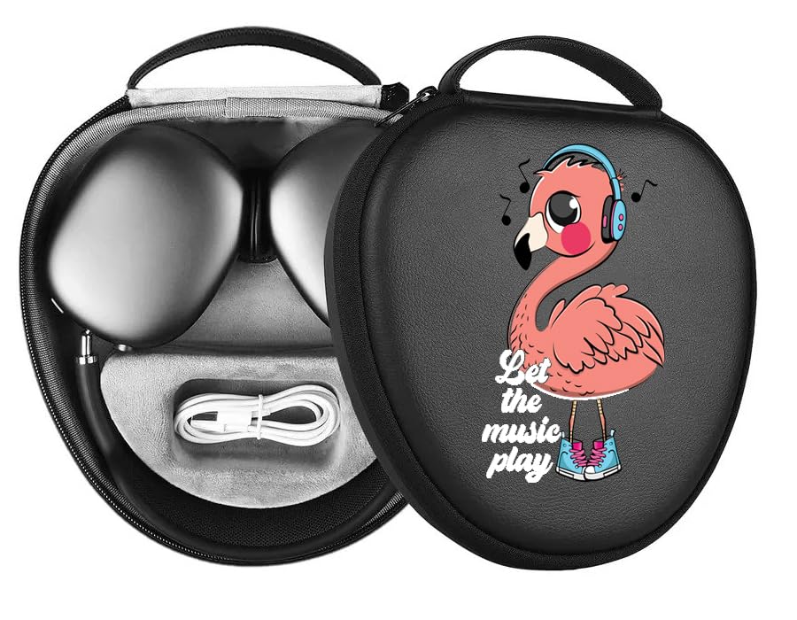 Hard Case for New AirPods Max, Travel Carrying Headphone Case with Flamingo Funny Print Music Earpad Cover Protective Portable Storage Bag Gift APM3