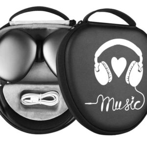 Hard Case for New AirPods Max, Travel Carrying Headphone Case with Music Cool Music Earpad Cover Protective Portable Storage Bag Gift APM5