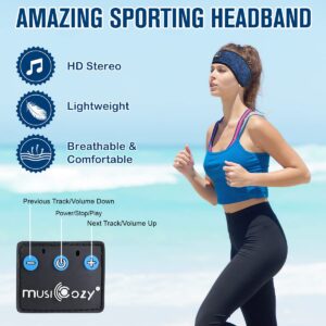 MUSICOZY Bluetooth 5.2 Headband Headphones for Sports and Sleep, Wireless Sleeping Eye Mask Earbuds Earphones for Side Sleepers Workout Running Cool Tech Gadget Unique Gift