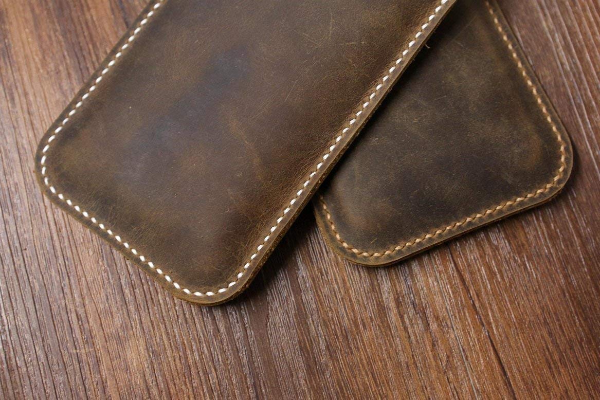 Distressed Brown leather iPhone 11 Pro Max sleeve/iPhone 6 7 8 plus case sleeve/iPhone X XR XS Max sleeve pouch - IP005S