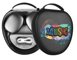 hard case for new airpods max, travel carrying headphone case with music cool print music earpad cover protective portable storage bag gift apm4