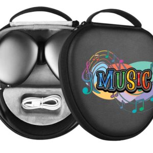 Hard Case for New AirPods Max, Travel Carrying Headphone Case with Music Cool Print Music Earpad Cover Protective Portable Storage Bag Gift APM4