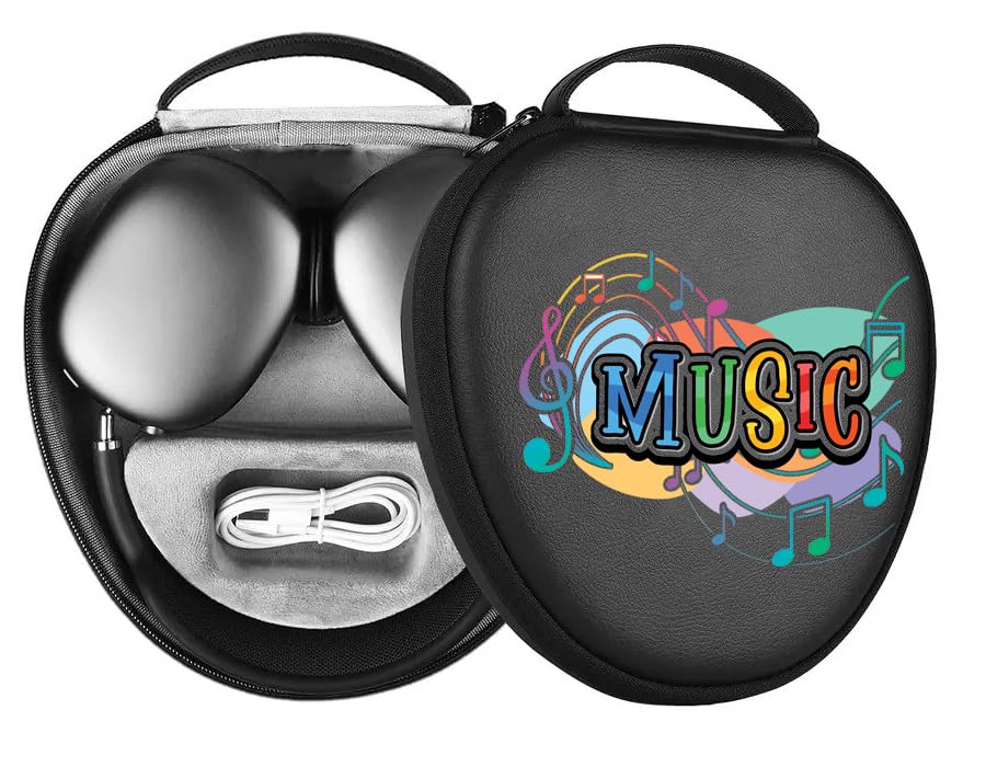 Hard Case for New AirPods Max, Travel Carrying Headphone Case with Music Cool Print Music Earpad Cover Protective Portable Storage Bag Gift APM4