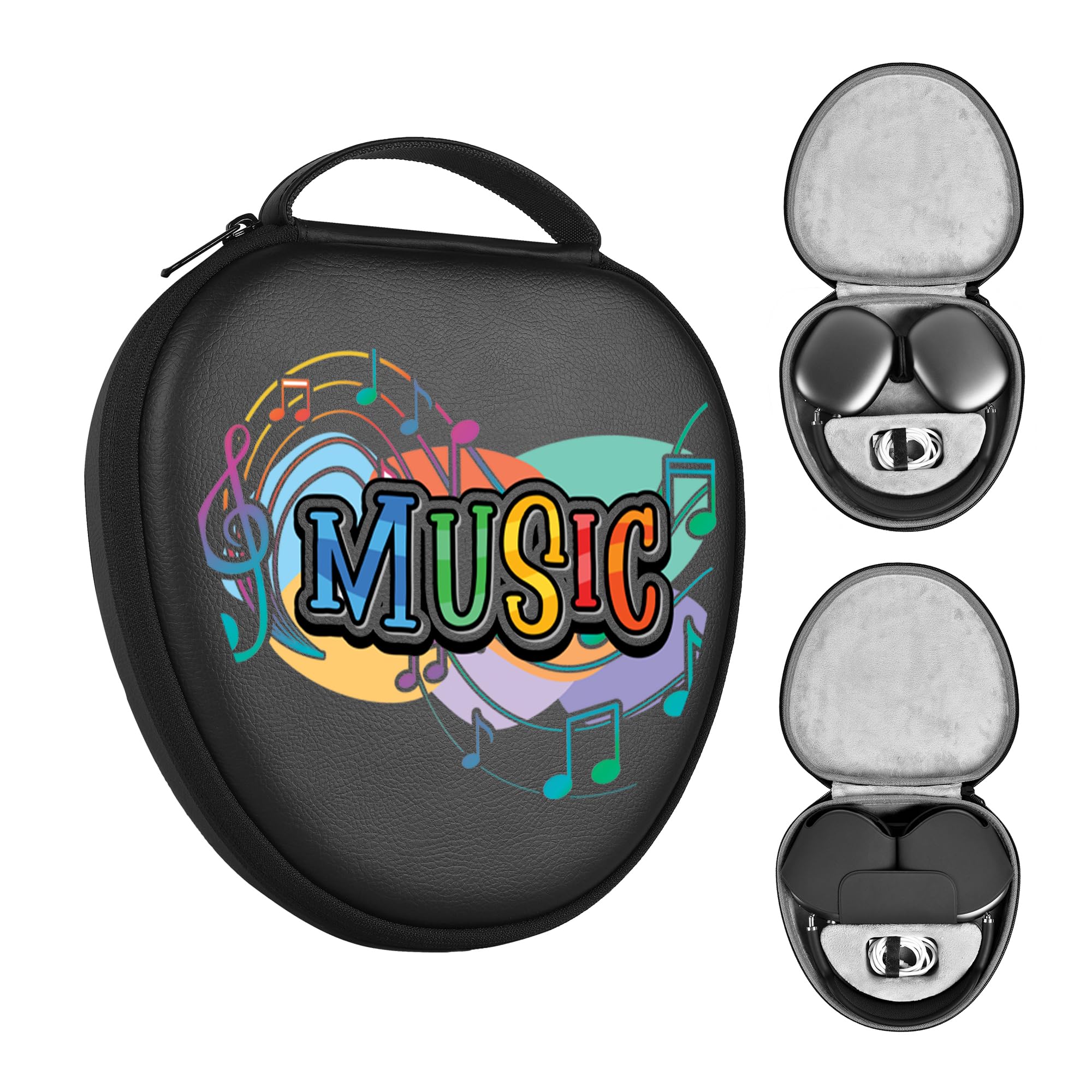 Hard Case for New AirPods Max, Travel Carrying Headphone Case with Music Cool Print Music Earpad Cover Protective Portable Storage Bag Gift APM4