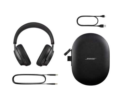 Bose QuietComfort Ultra Wireless Noise Cancelling Headphones with Spatial Audio, Over-the-Ear Headphones with Mic, Up to 24 Hours of Battery Life, Black