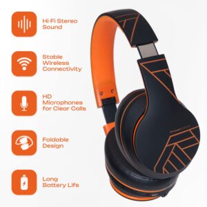 PowerLocus Wireless Bluetooth Headphones, Over Ear Headphones with Microphone, 50H Playtime, HiFi Stereo Sound, Deep Bass, Soft Earmuffs, Foldable Lightweight Headphones for Travel/PC/Cell Phone