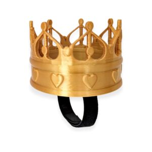 beamteam3d crown for headphones - princess and crown headphone attachment in various colors with self fastener - cosplay ears attachment for gamers and streamers (gold, hearts)