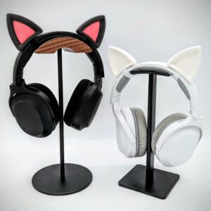 BeamTeam3D Cat Ears for Headphones - Cat Ear Headphone Attachment in Various Colors with Self Fastener - Cat Ears Headphone for Gamers and Streamers and Cosplayers (Set of 2) (Sparkle Black/Pink)