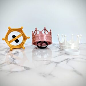 BeamTeam3D Crown for Headphones - Princess and Crown Headphone Attachment in Various Colors with Self Fastener - Cosplay Ears Attachment for Gamers and Streamers (Gold, Hearts)