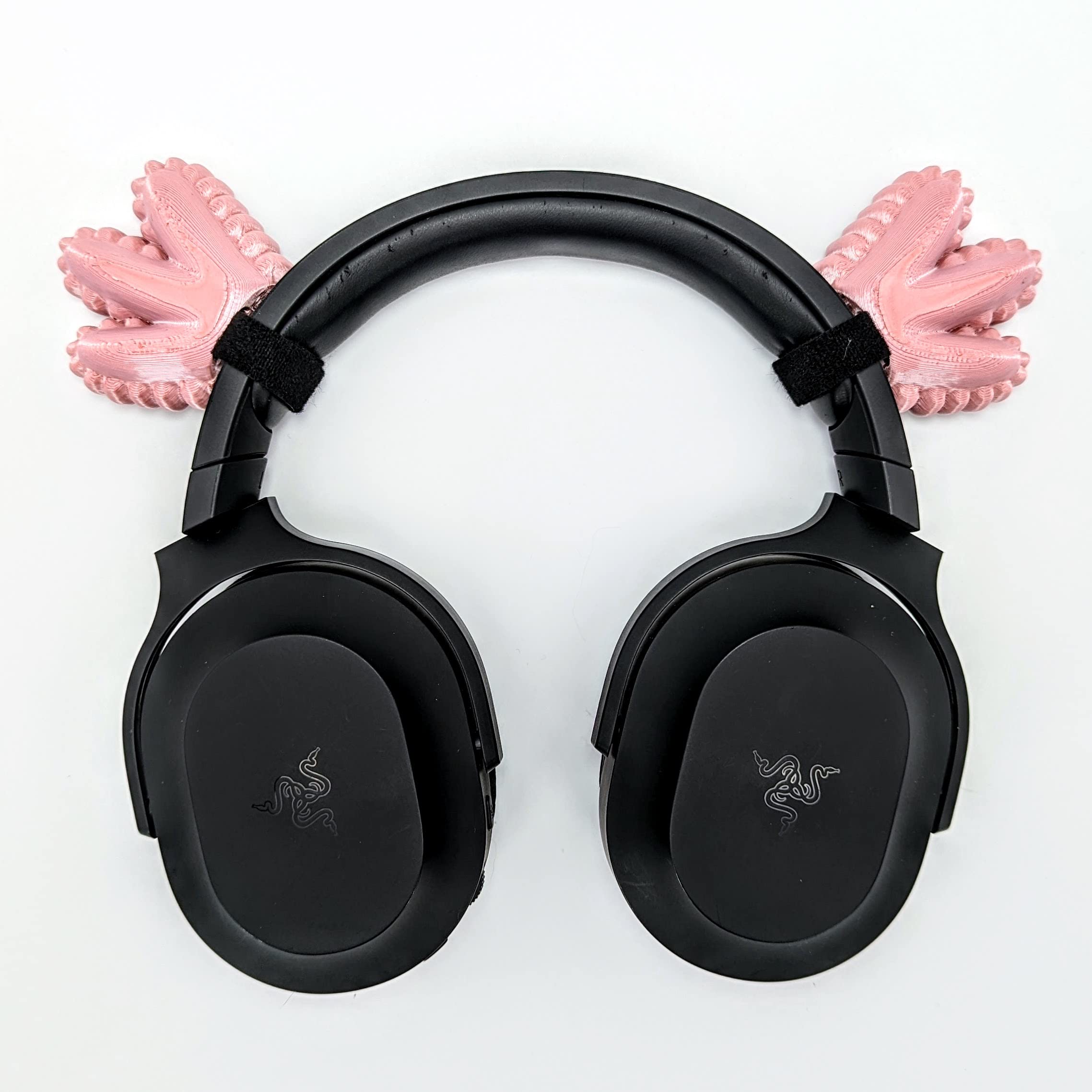 BeamTeam3D Axolotl Ears for Headphones - Small Gills Headphone Attachment in Various Colors with Self Fastener - Cosplay Ears for Gamers and Streamers (Set of 2) (Solid Rose Gold)