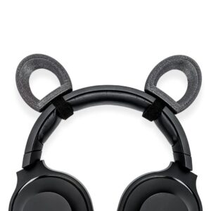 BeamTeam3D Bear Ears for Headphones - Adorable Brown and Panda Bear Headphones Attachment in Various Colors with Self Fastener - Bear Ears for Gamers and Streamers (Sparkle Black/White)