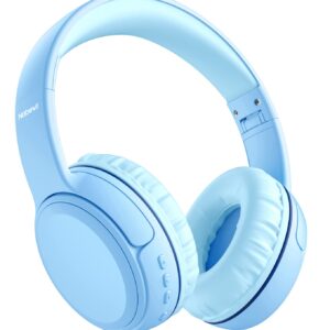 Nabevi Kids Headphones, Over-Ear Headphones Bluetooth Wireless Kids with Mic, 85/93dB Volume Limited, Stereo Sound, Wired Inline AUX Cord Headphones for Children Boy Girl Teens, Blue