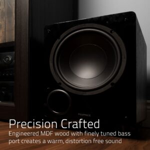 Fluance DB10W 10-inch Low Frequency Powered Subwoofer for Home Theater (Natural Walnut)