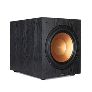 klipsch synergy black label sub-120 12” front-firing subwoofer with 200 watts of continuous & 400 watts of dynamic power, and digital amplifier for powerful home theater bass in black