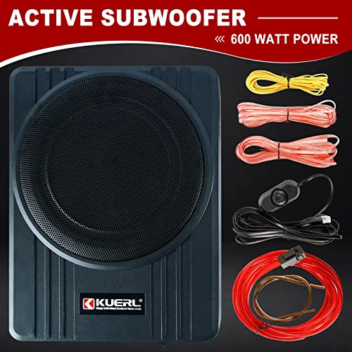 YaCCC 10 Inch 800W Car Under-Seat Sub Woofer Active Powered Amplifier Bass Enclosed,Under Seat Subwoofer and Amp Package