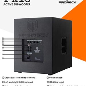 PRORECK PR18 18 inch 2000W P.M.P.O Active Powered PA DJ Subwoofer Cabinet (ONE subwoofer)