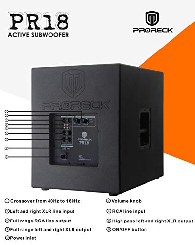 PRORECK PR18 18 inch 2000W P.M.P.O Active Powered PA DJ Subwoofer Cabinet (ONE subwoofer)