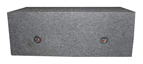 Q Power QBASS Dual 12 Inch Heavy Duty MDF Material Car Audio Subwoofer Enclosure Boxes with Shared Slot Port Vent and Dual Chamber Design, Charcoal