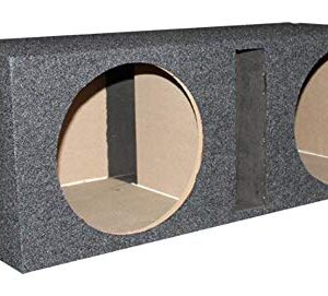 Q Power QBASS Dual 12 Inch Heavy Duty MDF Material Car Audio Subwoofer Enclosure Boxes with Shared Slot Port Vent and Dual Chamber Design, Charcoal