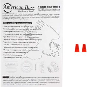 American Bass HAWK1244 Competition 12 Woofer 3000 Watt 4 Ohm Dvc