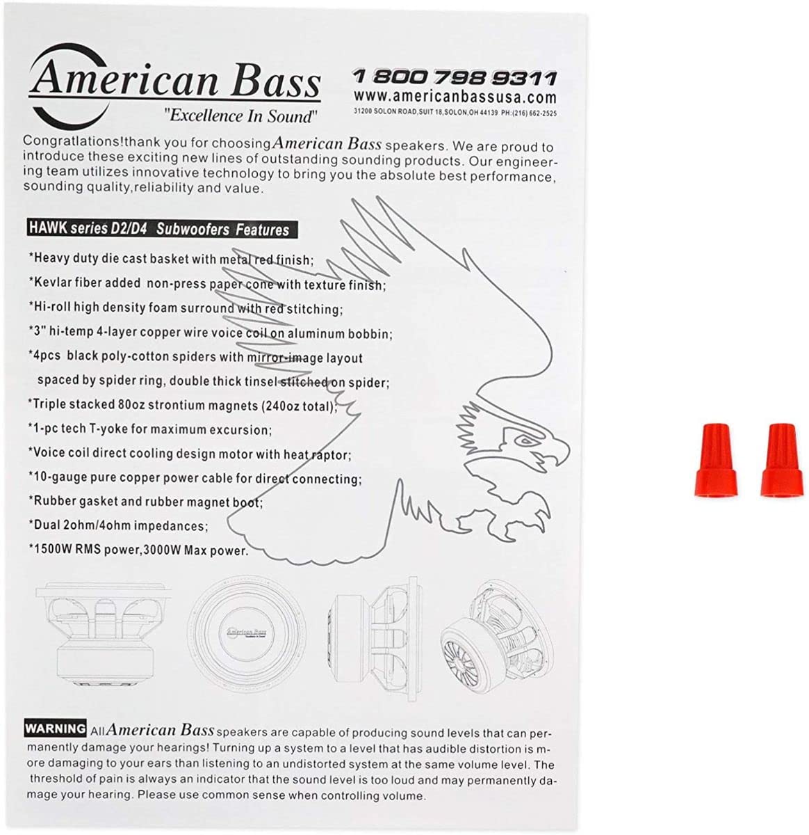 American Bass HAWK1244 Competition 12 Woofer 3000 Watt 4 Ohm Dvc