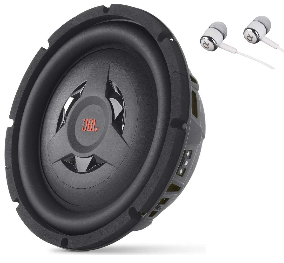 JBL Club WS1200 12" Shallow Mount subwoofer w/SSI (Selectable Smart Impedance) Switch from 2 to 4 ohm Bundled with Alphasonik Earbuds