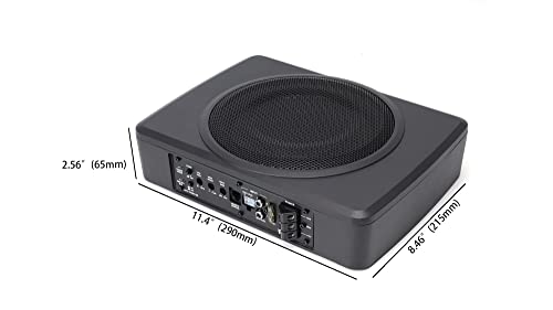 PLINIUS slim subwoofer underseat with amp Active Powered Car- 600 Watts Max Power, Low Profile, 8 Inch Subwoofer, Remote Subwoofer Control, Built in Amplifier, for Truck, Boxes and Enclosures