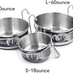 MLCINI Stainless Steel Pet Feeder, 2 Pack Hanging Dog Bowl & Cat Bowl, Non Spill Bunny Feeder with Hook for Crate Cage Kennel, 60 Ounce