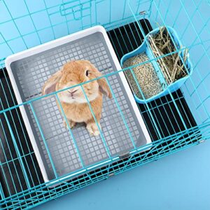 Bokon 2 Pcs Rabbit Large Litter Box for Cage Guinea Pig Litter Pan with Grid Rabbit Guinea Pig Toilet Ferret Corner Potty Trainner Ideal for Rats, Hamsters, Small Animals (15 x 12.2 x 2.6 Inch)