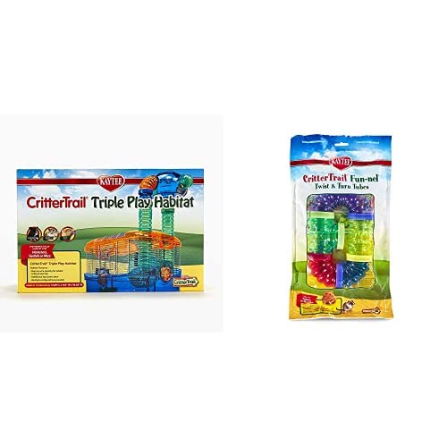 Kaytee CritterTrail Triple Habitat with Fun-nel Twist & Turn Tubes Bundle