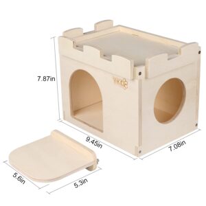 Castle Chinchilla House - Small Animal Hideout for Chinchilla Guinea Pig Hedgehog, or Rat - Ventilated Wooden Hamster Habitat with Multiple Doors - Made from Natural Wood