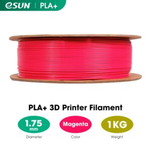 eSUN PLA+ Filament 1.75mm, 3D Printer Filament PLA Plus, Dimensional Accuracy +/- 0.03mm, 1KG Spool (2.2 LBS) 3D Printing Filament for 3D Printers, Magenta