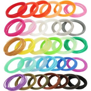 32 Colors Beautiful 3D Printing PLA Filament Sample Refill Pack, Each Color 10ft, Total 320ft PLA Refills, Fit for Most 1.75mm 3D Printer & 3D Pen, with Extra 4 Silicone Finger Caps by OEM MIKA3D