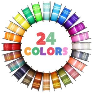 24 Colors 1.75mm Silk Shiny PLA Filament Bundle Pack, It Include 24 Silk Shiny Luster Beautiful Bright Colors, Each Spool 250g, 24 Spools Packed, Total 6Kg 3D Printer Filament Material by MIKA3D