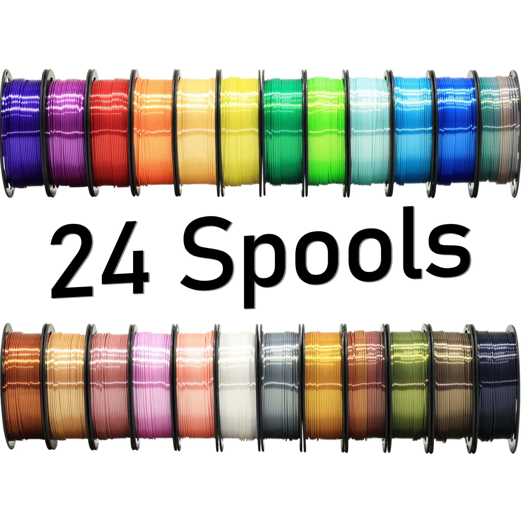 24 Colors 1.75mm Silk Shiny PLA Filament Bundle Pack, It Include 24 Silk Shiny Luster Beautiful Bright Colors, Each Spool 250g, 24 Spools Packed, Total 6Kg 3D Printer Filament Material by MIKA3D