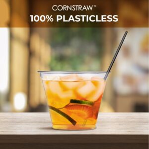 [500 COUNT] CORNSTRAW 5" Black PLA Cornstarch Plasticless Disposable Drink Stirrer Cocktail Straw