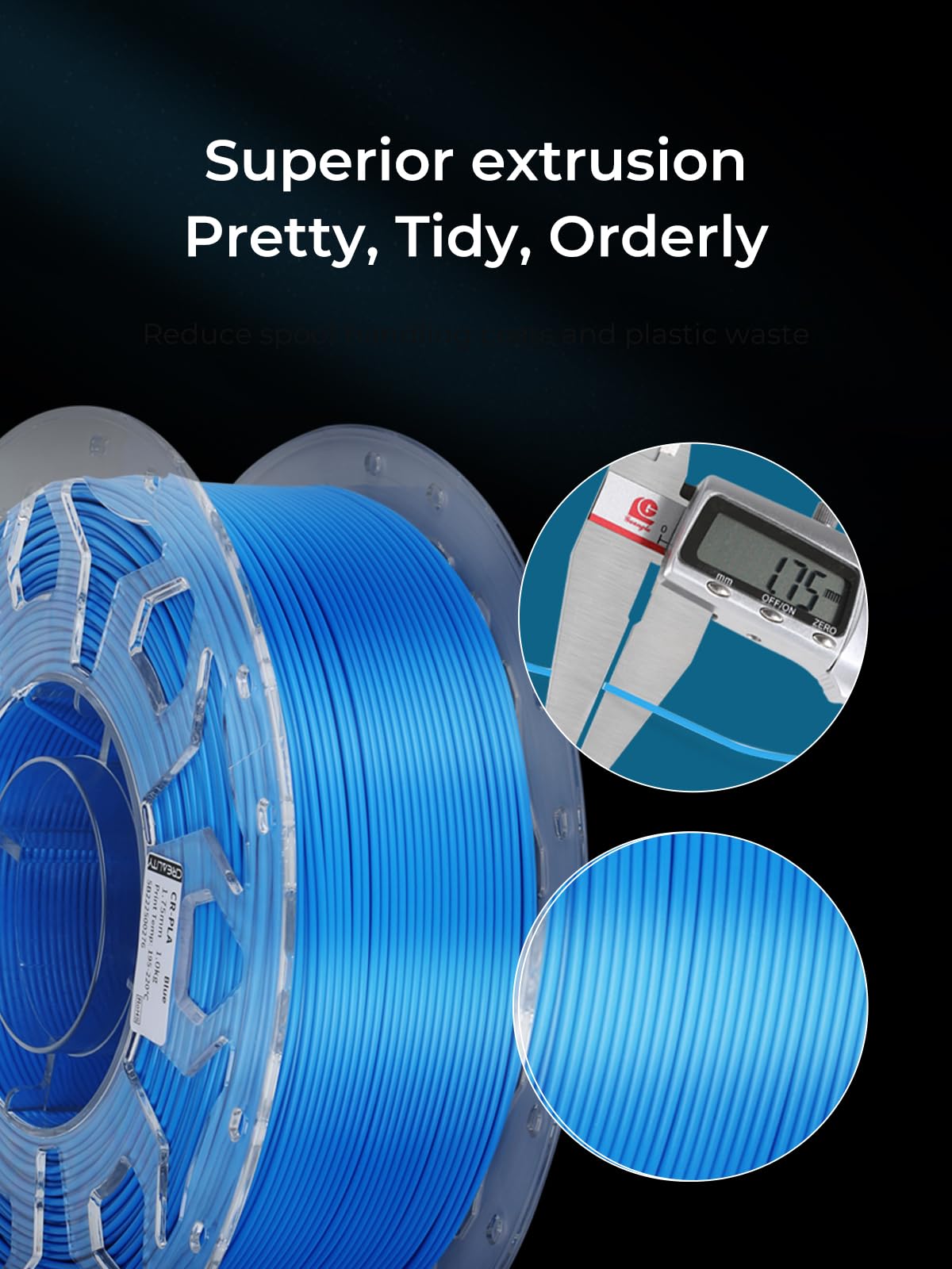 Creality PLA Filament 1.75mm, 3D Printer Filament, 1.0kg (2.2lbs) Spool, Enhanced Toughness No Warp, Dimensional Accuracy ±0.03mm Printing Filament, for FDM 3D Printers (Black)