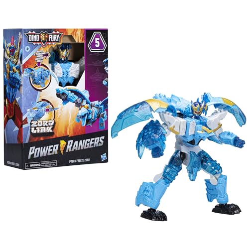 Power Rangers Dino Ptera Freeze Zord for Kids Ages 4 and Up Morphing Dino Robot Zord with Zord Link Mix-and-Match Custom Build System