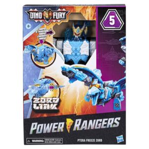 Power Rangers Dino Ptera Freeze Zord for Kids Ages 4 and Up Morphing Dino Robot Zord with Zord Link Mix-and-Match Custom Build System