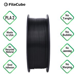 2 Rolls of Black PLA 1.75 Filament - FilaCube PLA 2 1.75mm 3D Printer Filament Plastic Supply Compatible with FDM Printing Ender monoprice prusa cr 10 10s anet creality anycubic anet makerbot