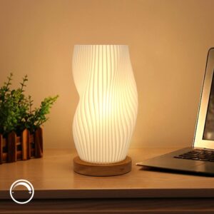 zenply dimmable novelty small table lamp for bedroom,vintage style striped small night light lamp, mini bedside lamp for living room nightstand small space kids room living room office dorm